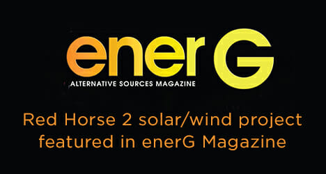 enerG Alternative Sources Magazine Logo: Red Horse 2 solar/wind project featured in ener G Magazine