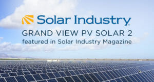 Solar Industry Magazine Logo: Grand View PV Solar 2 with photo of solar array