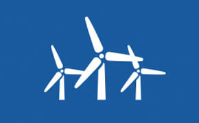 Illustration of three windmill turbines