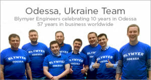 Odessa, Ukraine team Blymyer Engineers celebrating 10 years in Odessa, 57 years in business worldwide