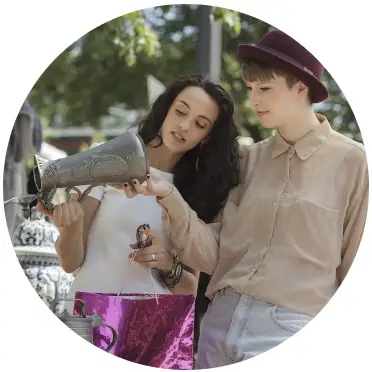 Two women shopping for antiques